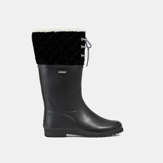 Aigle The Fur-lined Boot, Ideal For Cold Weather Fur Boots Women Black ZA-64502